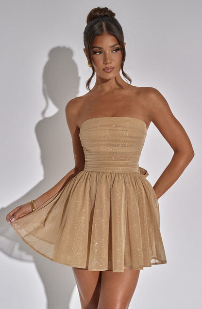 Luciélle Strapless Glitter Jurk met Strik