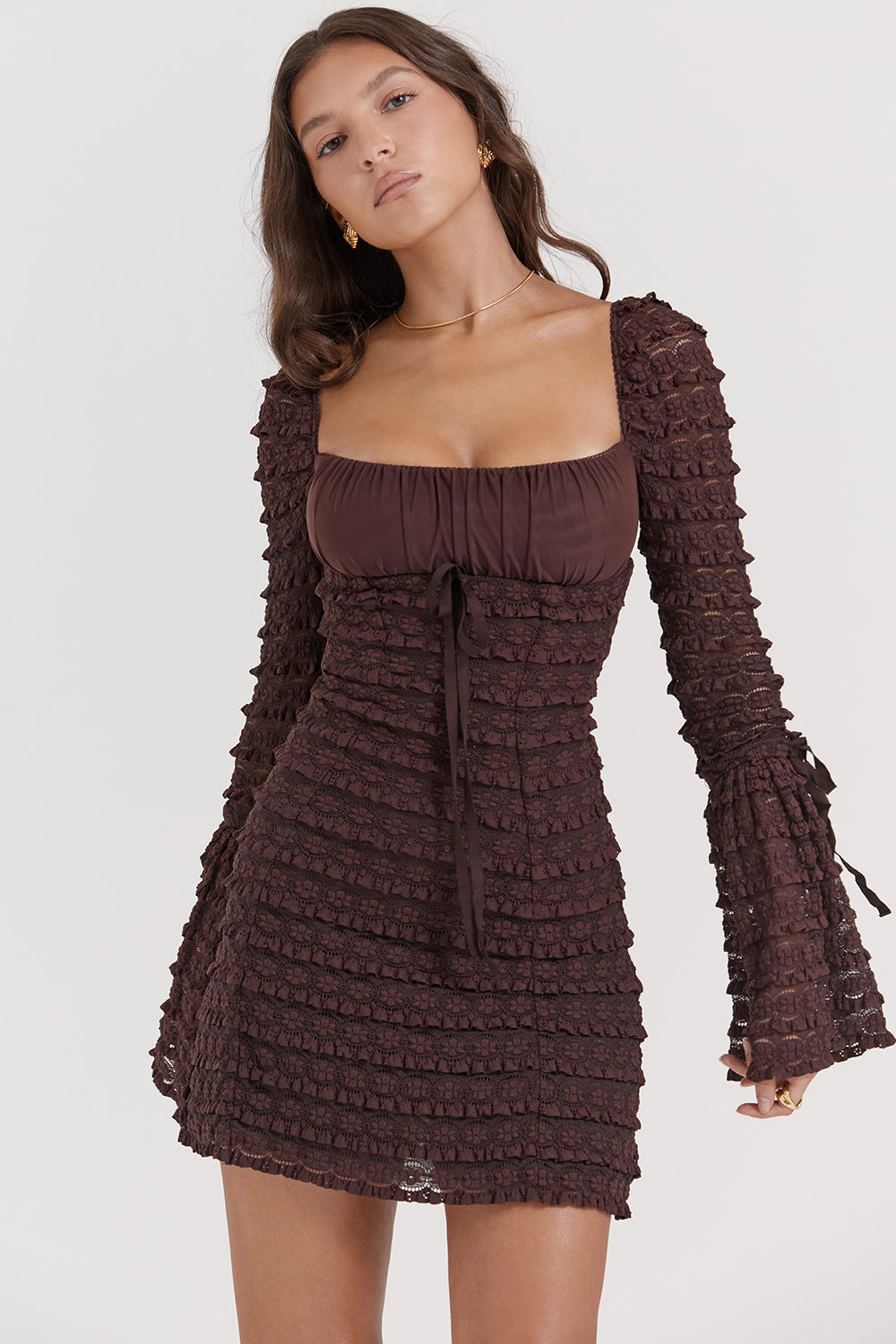 Chocolade Bruine Mini Jurk