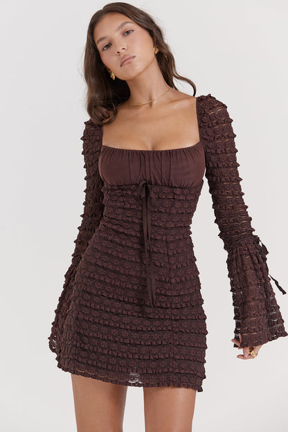 Chocolade Bruine Mini Jurk