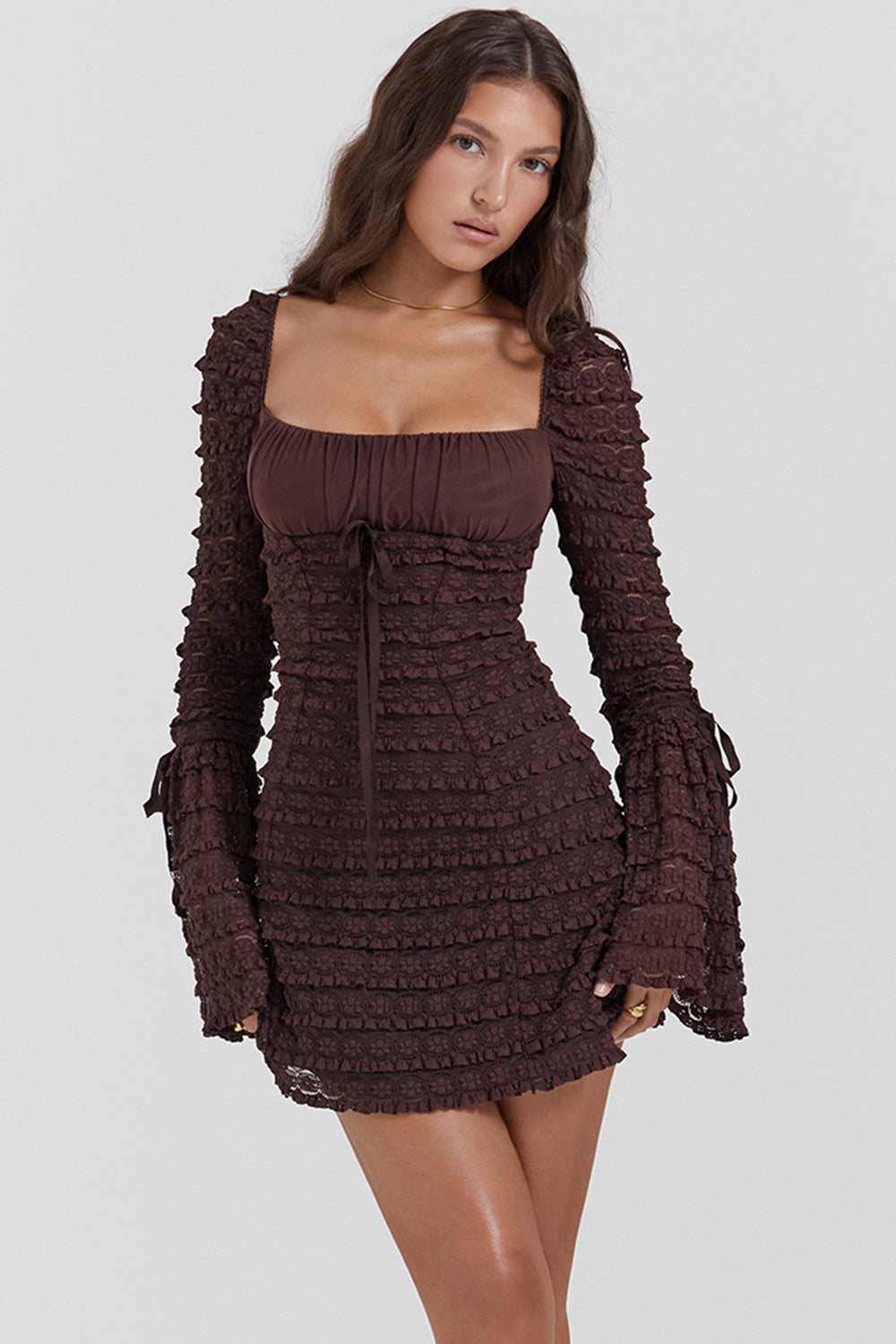 Chocolade Bruine Mini Jurk