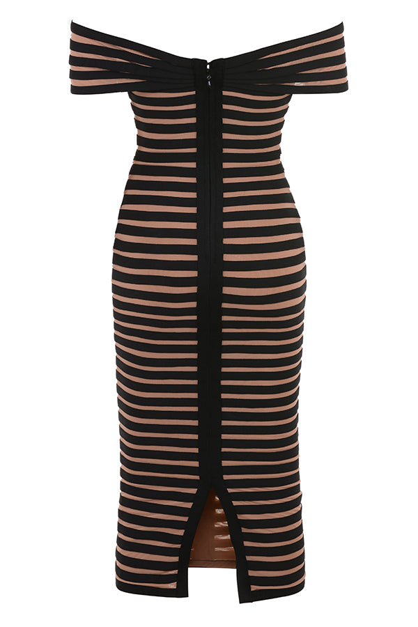 Fleur de Lune Off-Shoulder Bodycon Maxi Jurk