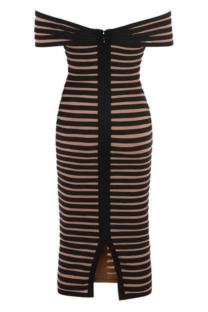 Fleur de Lune Off-Shoulder Bodycon Maxi Jurk