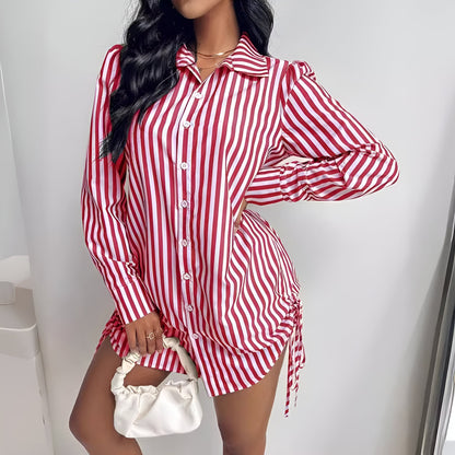 Sira Gestreepte Blouse Jurk Voor Dames