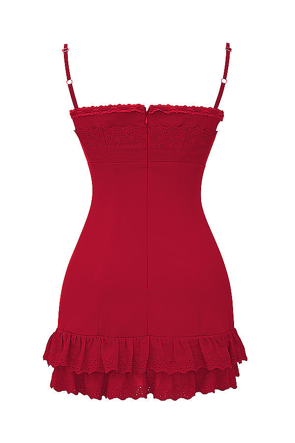 Cherry Red Korset Mini Jurk