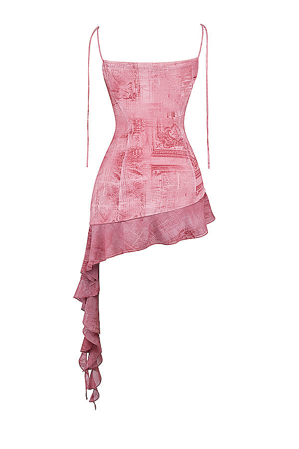 Pink Mini Jurk met Ruches