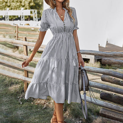 Sandra Gestreepte Maxi Jurk