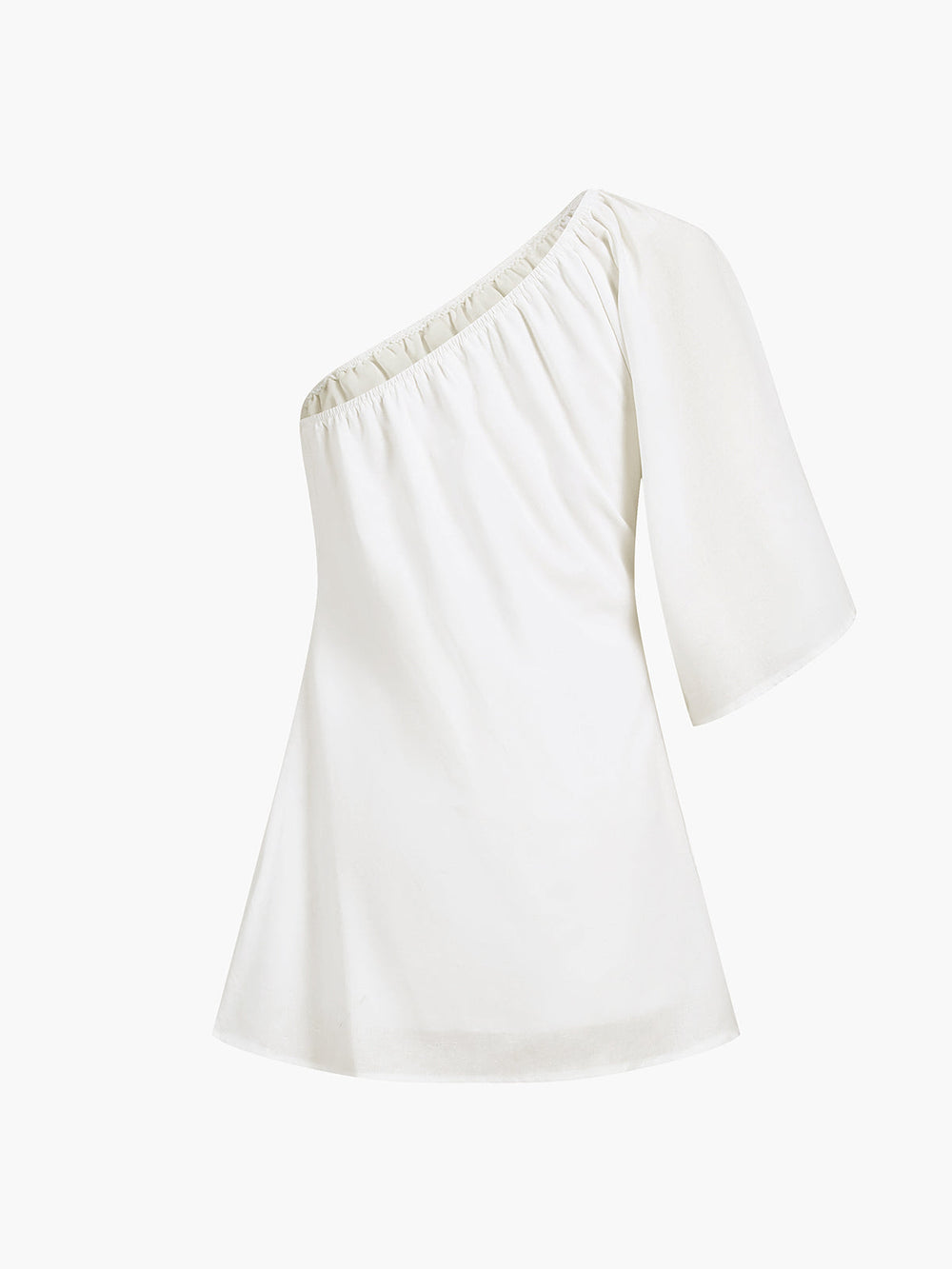 Nayela One Sleeve Katoen-Linnen Zomerjurk